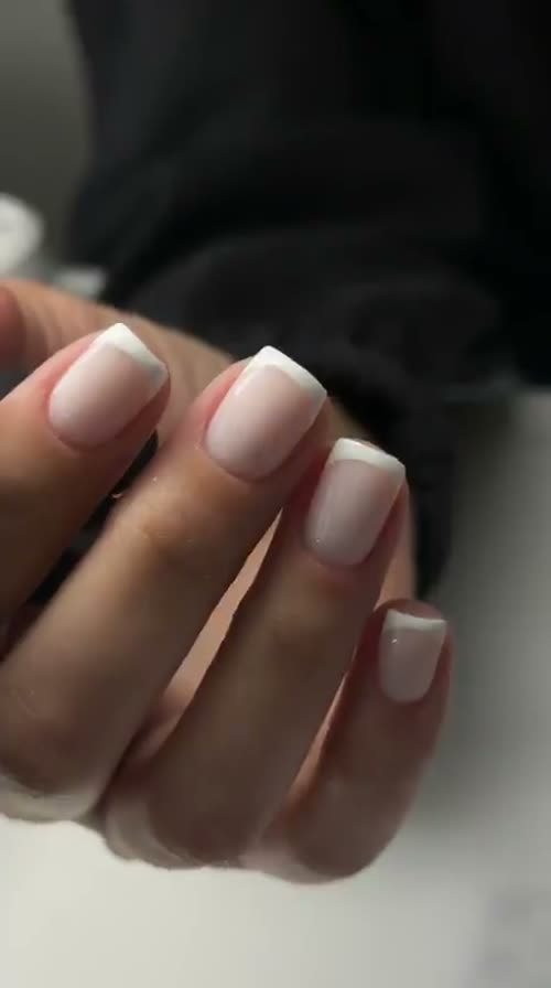 Nude French on short nails