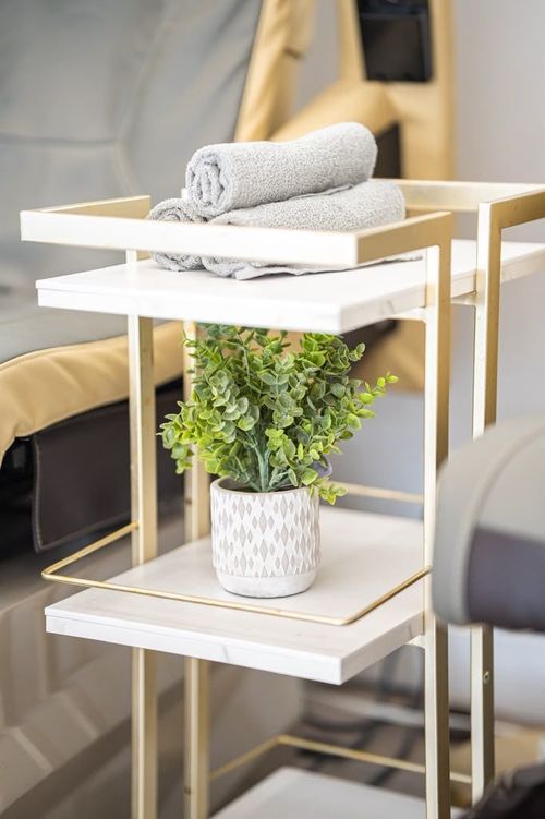 Fresh towels at a pedicure station