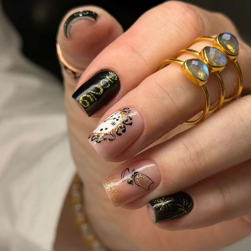 Black and gold nail art