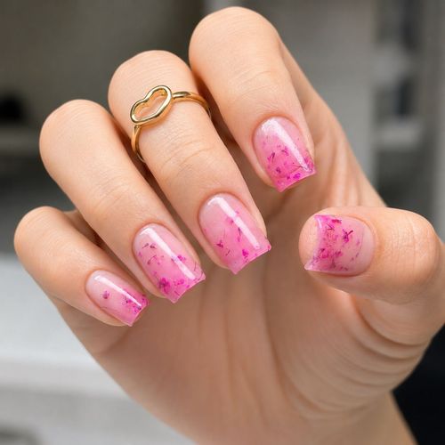 Pink floral nail art