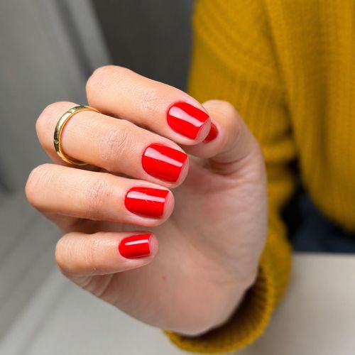 Bright red short set